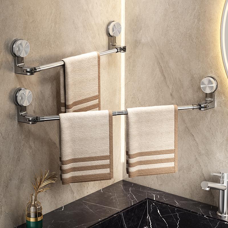 Rotating Retractable Towel & Shoe Rack – Punch-Free Corner Bathroom Storage Rod with Vacuum Mount