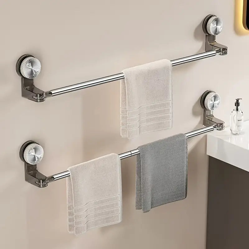 Rotating Retractable Towel & Shoe Rack – Punch-Free Corner Bathroom Storage Rod with Vacuum Mount