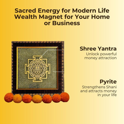 Siddh Shree Yantra on Raw Pyrite Frame
