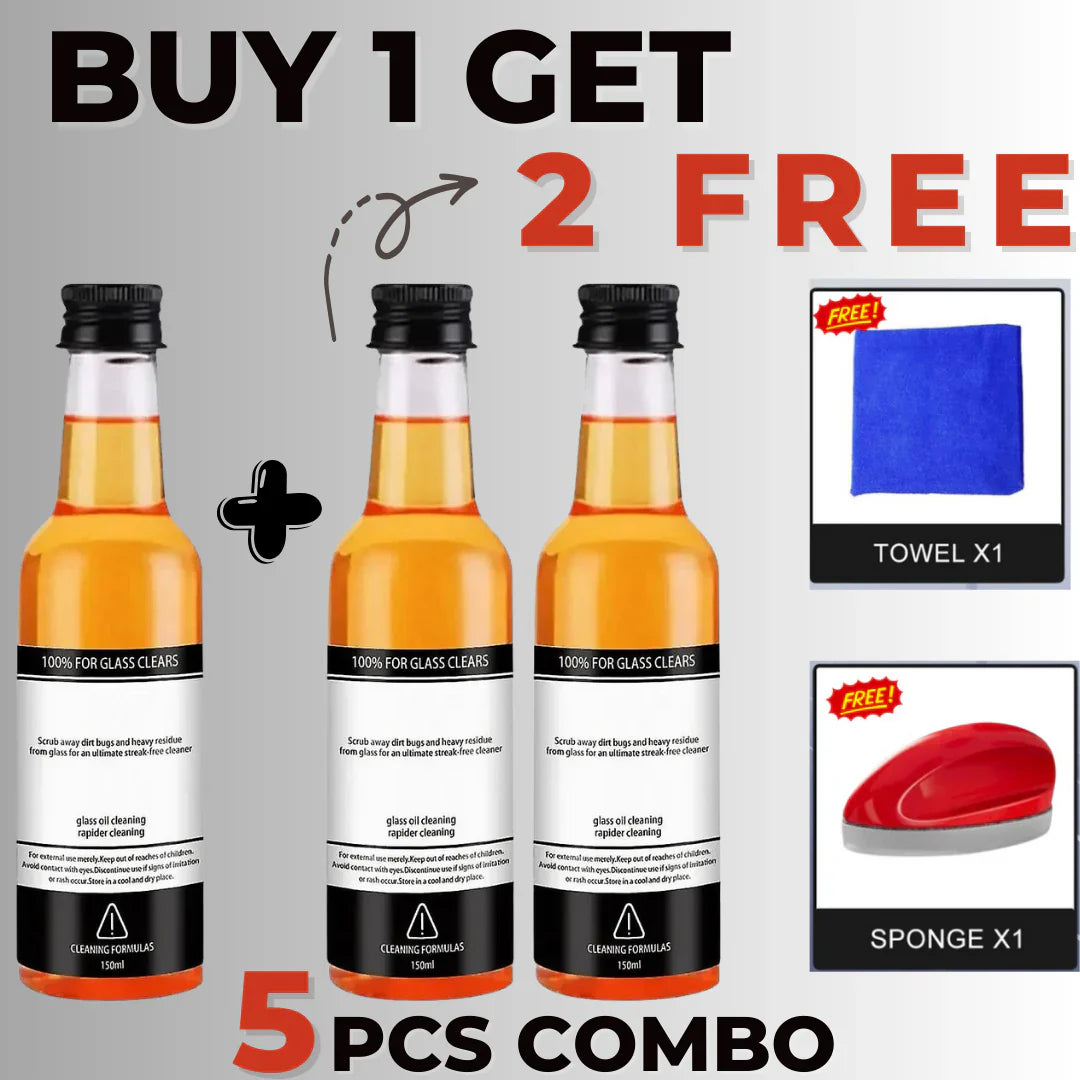 Powerful Windshield Cleaner for Both Home and Car Use (BUY 1 GET 2 + FREE SPONGE & TOWEL )