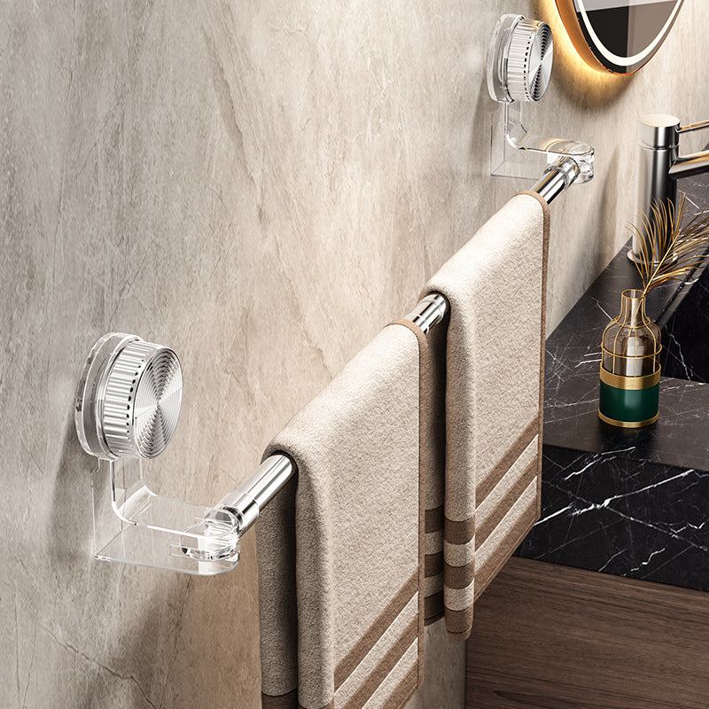 Rotating Retractable Towel & Shoe Rack – Punch-Free Corner Bathroom Storage Rod with Vacuum Mount