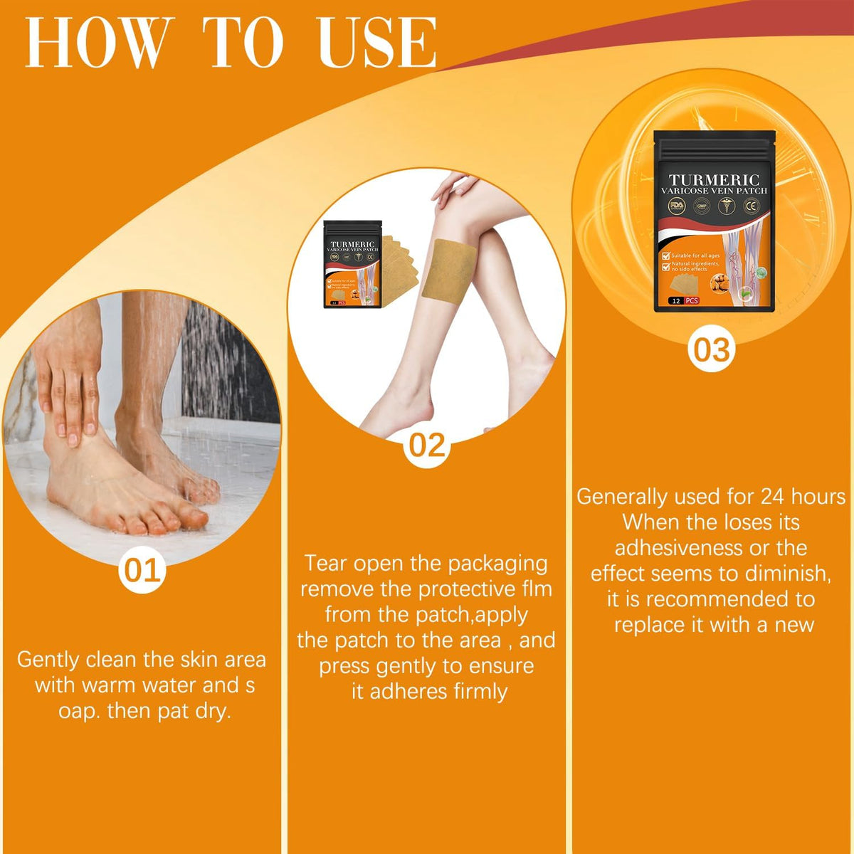 Turmeric Instant Relief Varicose Vein Patches - Buy 5 & Get 5 FREE 🤩⏰